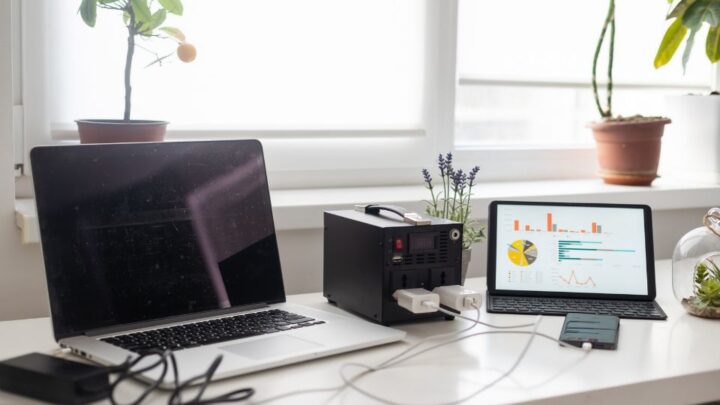 Home office IT specialist troubleshooting connected technology