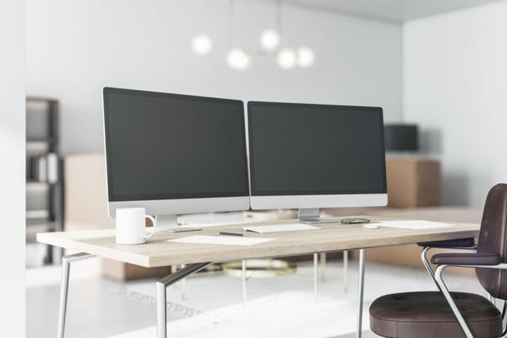 Dual screen home office setup